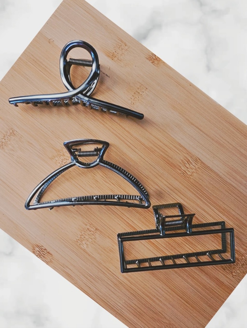 3 Large Dark Grey Metal Hair Clips